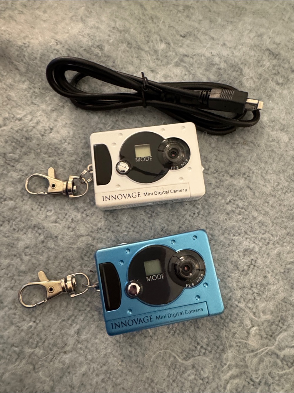 Y2K Innovage Mini Digital Camera bag charm/Keychain Bundle of 2 w/ 2 cables
